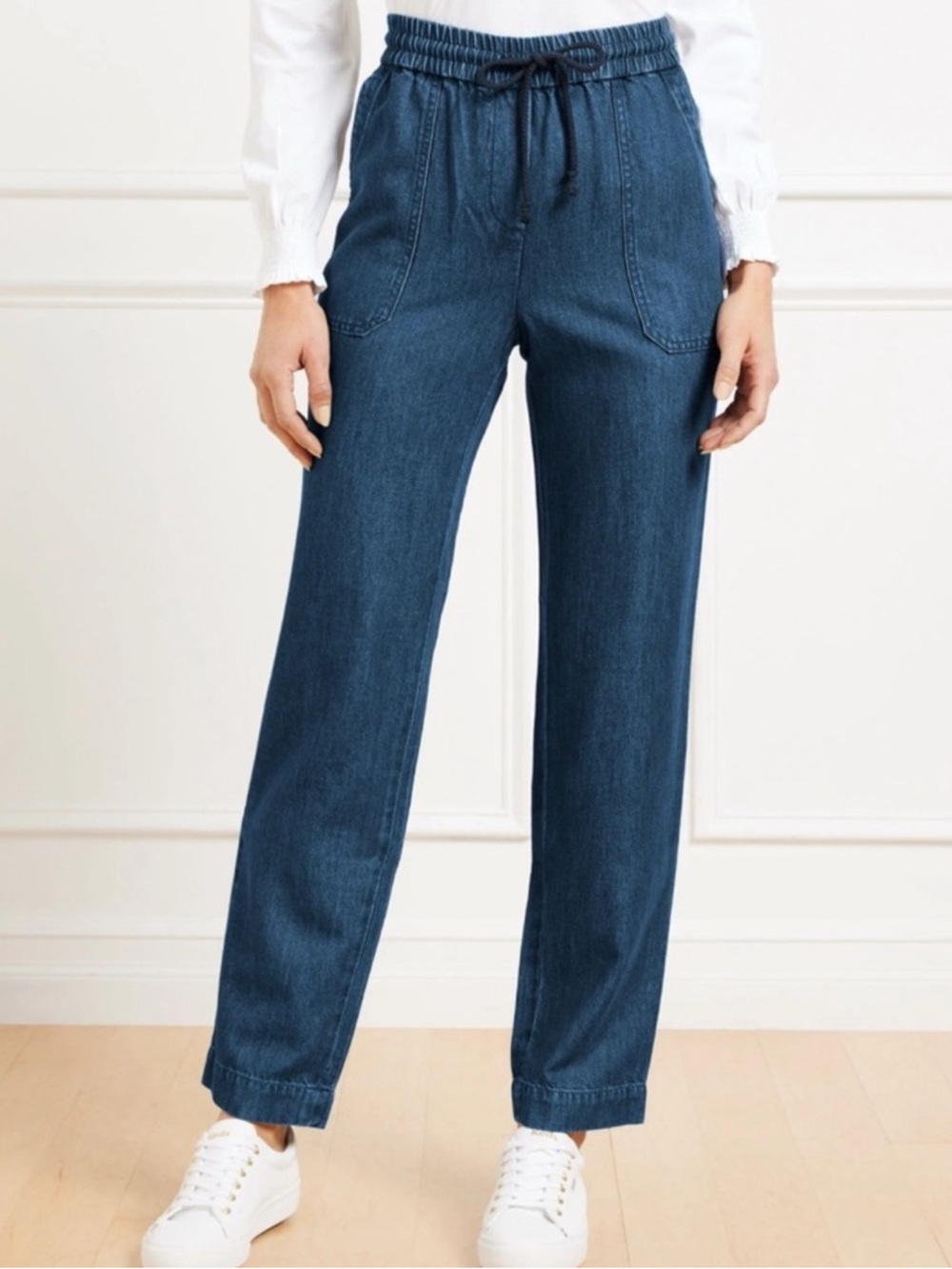 Talbots‎ Pull On Tencel Dark Blue Denim Jeans Elastic Waist Pants Size Medium